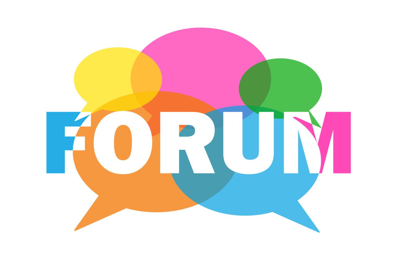 FORUM colourful vector icon with speech bubbles